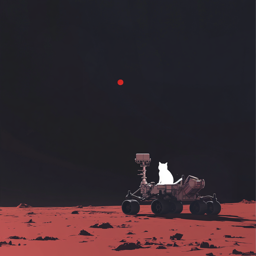 White Cat Meets Perseverance on Mars